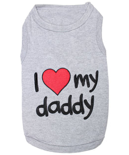 Parisian Pet 'I Love Daddy®' Lightweight Pet T-Shirt – Stylish Dog Clothing for Small Dogs & Cats, Gray