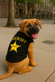 Parisian Pet 'Sheriff' Dog Shirt – Embroidered Western-style Pet Apparel for Dogs & Cats, Black