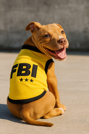 Parisian Pet 'FBI' Funny Slogan Dog Shirt – Trendy Yellow Pet Apparel for Dogs & Cats