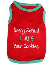 Parisian Pet 'Sorry Santa, I Ate Your Cookies' Christmas Shirt for Pets - Festive Dog & Cat Outfit, Red