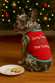 Parisian Pet 'Sorry Santa, I Ate Your Cookies' Christmas Shirt for Pets - Festive Dog & Cat Outfit, Red