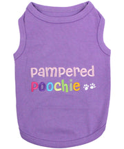 Parisian Pet 'Pampered Poochie' Luxury Dog Shirt – Trendy Embroidered Dog Apparel for Small Dogs & Cats, Purple