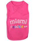 Load image into Gallery viewer, Parisian Pet 'Miami Poochie' Dog & Cat Shirt – Trendy Embroidered Vacation Dog T-Shirt, Comfortable & Machine Washable – Pink
