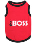 Load image into Gallery viewer, Parisian Pet 'The Boss' Embroidered Pet T-Shirt – Bold Slogan Dog Apparel for Dogs & Cats, Red

