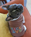Load image into Gallery viewer, Parisian Pet 'Peace Love' Positive Pet T-Shirt – Stylish Cotton Outfit for Dogs & Cats, Brown-Valentine's Day
