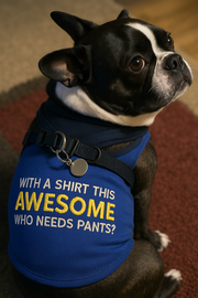 Parisian Pet 'Awesome' Dog & Cat T-Shirt – Comfortable & Lightweight Cotton, Funny Novelty Pet Shirt – Blue