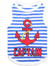Parisian Pet 'Captain' Fun Sailor Dog Outfit – Soft and Breathable Nautical Pet Wear for Small Dogs & Cats, Blue & White Stripes