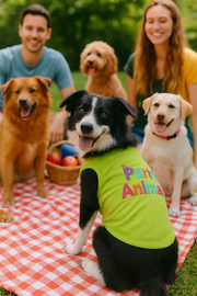 Parisian Pet 'Party Animal' Dog & Cat Shirt – Stylish Cotton T-Shirt, Embroidered Design, Machine Washable Pet Clothing – Light Green