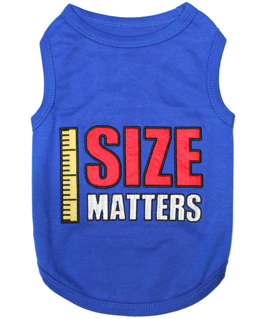 Parisian Pet 'Size Matters' Dog & Cat Shirt – Humorous Cotton T-Shirt, Stylish & Machine Washable Pet Clothing – Navy Blue