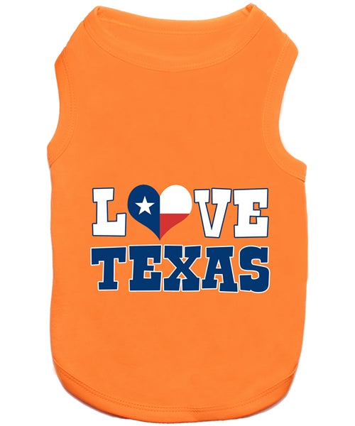 Parisian Pet 'Love Texas' Pet T-Shirt – Trendy Texas-Themed Outfit for Small Dogs & Cats, Orange