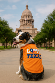 Parisian Pet 'Love Texas' Pet T-Shirt – Trendy Texas-Themed Outfit for Small Dogs & Cats, Orange