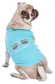 Parisian Pet 'Life's a Beach' Summer Dog T-Shirt – Comfortable Beach-Themed Pet Clothing for Dogs & Cats, Light Blue