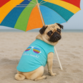 Load image into Gallery viewer, Parisian Pet 'Life's a Beach' Summer Dog T-Shirt – Comfortable Beach-Themed Pet Clothing for Dogs & Cats, Light Blue
