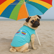 Parisian Pet 'Life's a Beach' Summer Dog T-Shirt – Comfortable Beach-Themed Pet Clothing for Dogs & Cats, Light Blue
