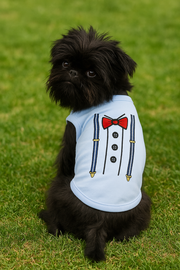Parisian Pet 'Suspender' Dog Shirt – Formal Outfit for Dogs & Cats, Light Blue