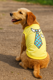 Parisian Pet 'Tie' Dog Shirt – Elegant Formal Attire for Dogs & Cats, Light Yellow