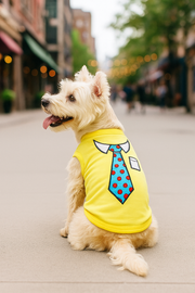 Parisian Pet 'Tie' Dog Shirt – Elegant Formal Attire for Dogs & Cats, Light Yellow
