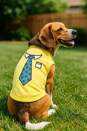 Parisian Pet 'Tie' Dog Shirt – Elegant Formal Attire for Dogs & Cats, Light Yellow