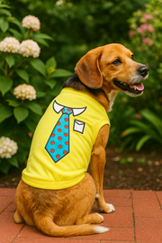 Parisian Pet 'Tie' Dog Shirt – Elegant Formal Attire for Dogs & Cats, Light Yellow
