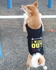 Parisian Pet 'I Work Out' Trendy Dog Apparel – Playful Slogan Dog Shirt for Dogs & Cats, Black
