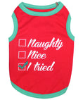 Load image into Gallery viewer, Parisian Pet 'Naughty or Nice' Dog Christmas T-Shirt - Festive Pet Holiday Shirt for Dogs & Cats, Red

