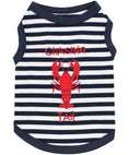 Load image into Gallery viewer, Parisian Pet 'Lobster Chasing Tail' Dog Shirt – Nautical Cotton Pet T-Shirt for Dogs & Cats, Blue & White Stripes
