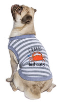 Load image into Gallery viewer, Parisian Pet 'Crabby But Cute Tee' Embroidered Dog Shirt - Trendy Pet Apparel for Dogs & Cats, Gray and White Stripes
