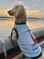 Parisian Pet 'Sailing Club' Dog Shirt – Nautical Embroidered Pet Apparel for Dogs & Cats, Light Blue