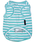 Load image into Gallery viewer, Parisian Pet 'Flamingos'  Dog Shirt – Lightweight & Breathable Summer Outfit for Small Dogs & Cats, Light Blue and White Stripes
