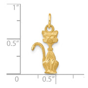 14k Yellow Gold Satin and Diamond Cut Siamese Cat Pendant