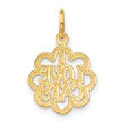 14k Yellow Gold I love Cats Scalloped Edge Charm or Pendant