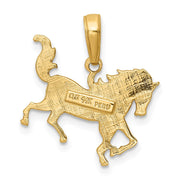 14k Yellow Gold Ornate Horse Pendant, 17mm