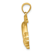 14k Yellow Gold 2D Polished Stretching Cat Pendant