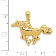 14k Yellow Gold Polished Galloping Horse Pendant