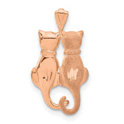 14k Rose Gold Polished and Textured Double Cat Pendant