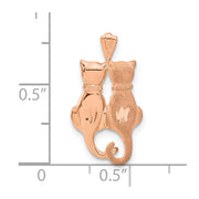 14k Rose Gold Polished and Textured Double Cat Pendant