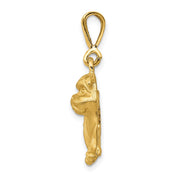 14k Yellow Gold Satin and Diamond Cut 2D Bulldog Pendant