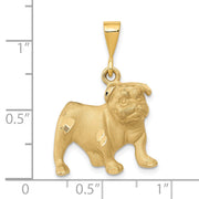 14k Yellow Gold Satin and Diamond Cut 2D Bulldog Pendant