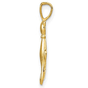 14k Yellow Gold Satin and Polished Double Cat Pendant