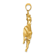 14k Yellow Gold Large Polished and Satin Galloping Horse Pendant