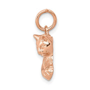 14k Rose Gold 2D Cat and Ball Charm and Pendant