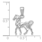 14k White Gold 3D Prancing Horse Pendant