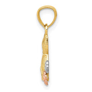 14k Yellow & Rose Gold with White Rhodium Double Cat Pendant