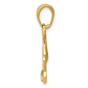 14k Yellow Gold Polished Running Horse Pendant, 20mm