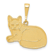 14k Yellow Gold Textured Russian Blue Cat Pendant