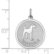Sterling Silver Laser Etched Airedale Terrier Dog Pendant, 19mm