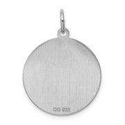 Sterling Silver Laser Etched Beagle Dog Pendant, 19mm