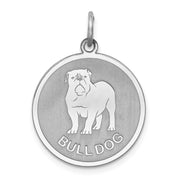 Sterling Silver Laser Etched Bulldog Dog Pendant, 19mm