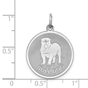 Sterling Silver Laser Etched Bulldog Dog Pendant, 19mm