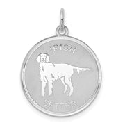 Sterling Silver Laser Etched Irish Setter Dog Pendant, 19mm